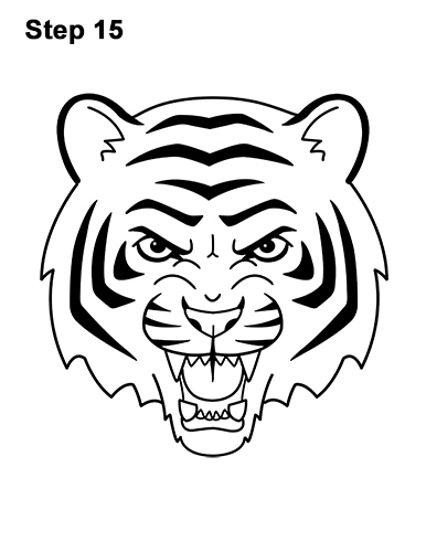 386x500 How To Draw A Tiger Head (Cartoon) - Cartoon Tiger Sketch