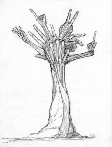 384x500 Tree Hands By Gianlucasanvido Philosophy Cartoon Toonpool - Cartoon Tree Sketch