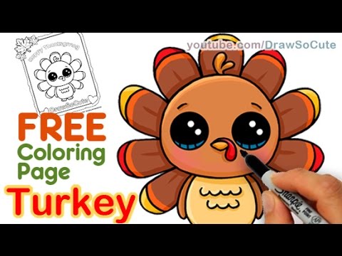480x360 How To Draw A Cute Turkey Step By Step Easy Thanksgiving - Cartoon Turkey Sketch