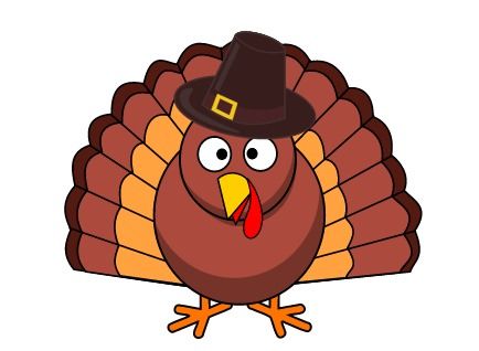 434x318 Cartoon Turkey In Pilgrim Hat - Cartoon Turkey Sketch