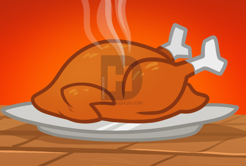 947x639 How To Draw A Thanksgiving Turkey, Cooked Turkey, Step By Step - Cartoon Turkey Sketch