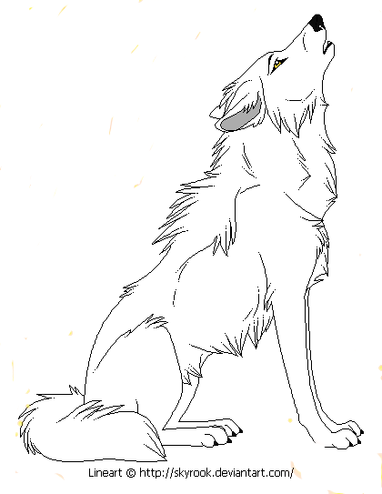 420x543 Drawn Howling Wolf Female Wolf - Cartoon Wolf Sketch