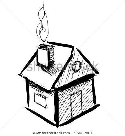 431x470 Cute Little House With Smoke Sketch Vector Illustration By - Casa Sketch