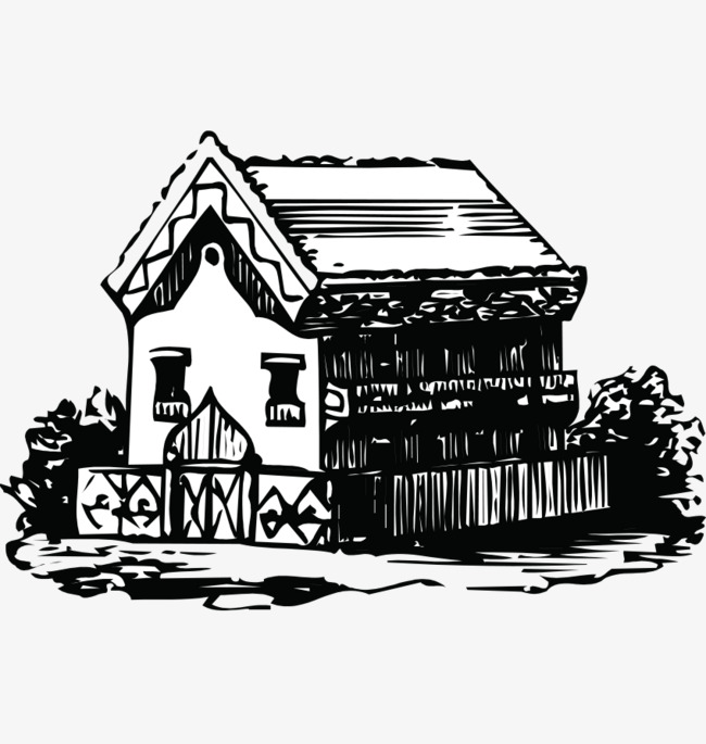 650x685 Hand Painted Black And White House Sketch, Black Vector, House - Casa Sketch