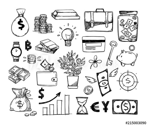 500x426 Hand Drawn Vector Illustrations - Cash Sketch