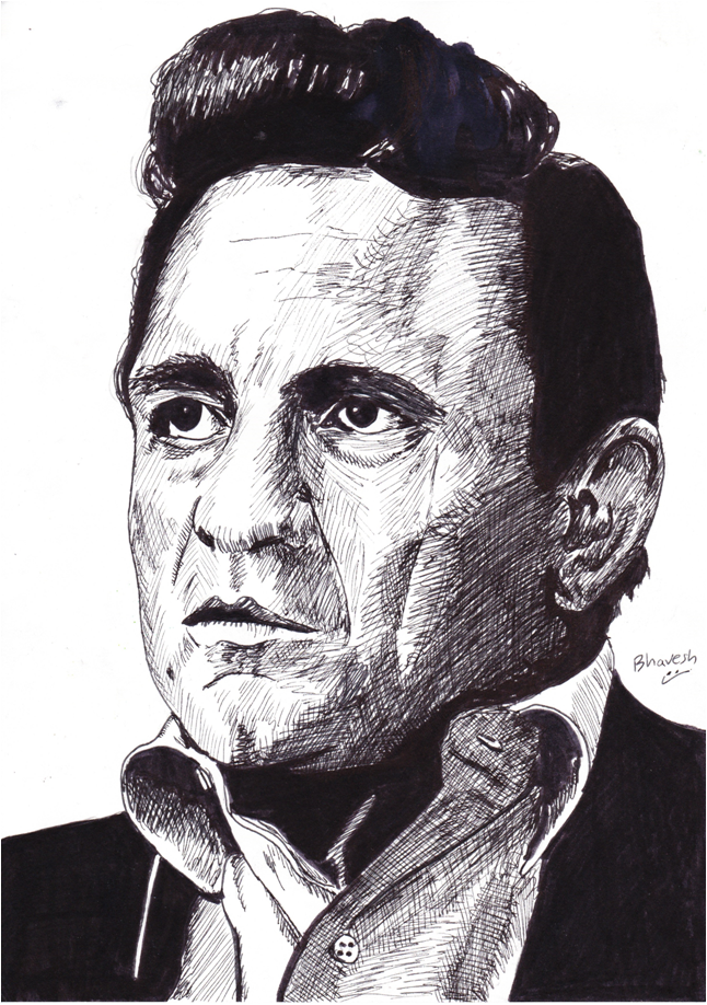 646x918 Johnny Cash Sketch By Bhavesh12345 - Cash Sketch