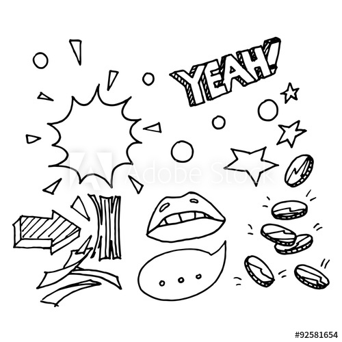 500x500 Money, Cash Doodle Sketch. Comics In Pop Art Style. - Cash Sketch