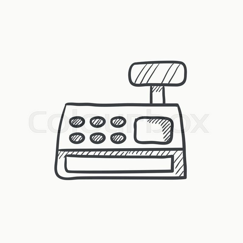 800x800 Cash Register Machine Vector Sketch Icon Isolated On Background - Cash Sketch