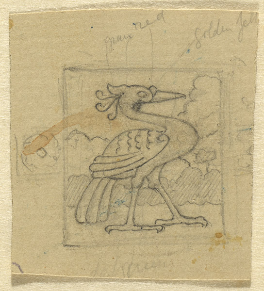 544x600 Linton , James Not Titled [Preliminary Sketch Of Bird For - Casket Sketch