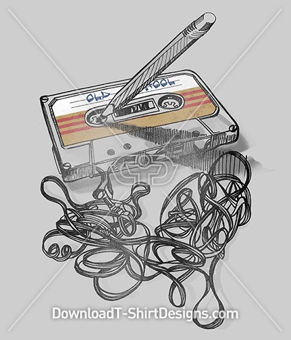 425x497 Old School Music Cassette Tape - Cassette Tape Sketch