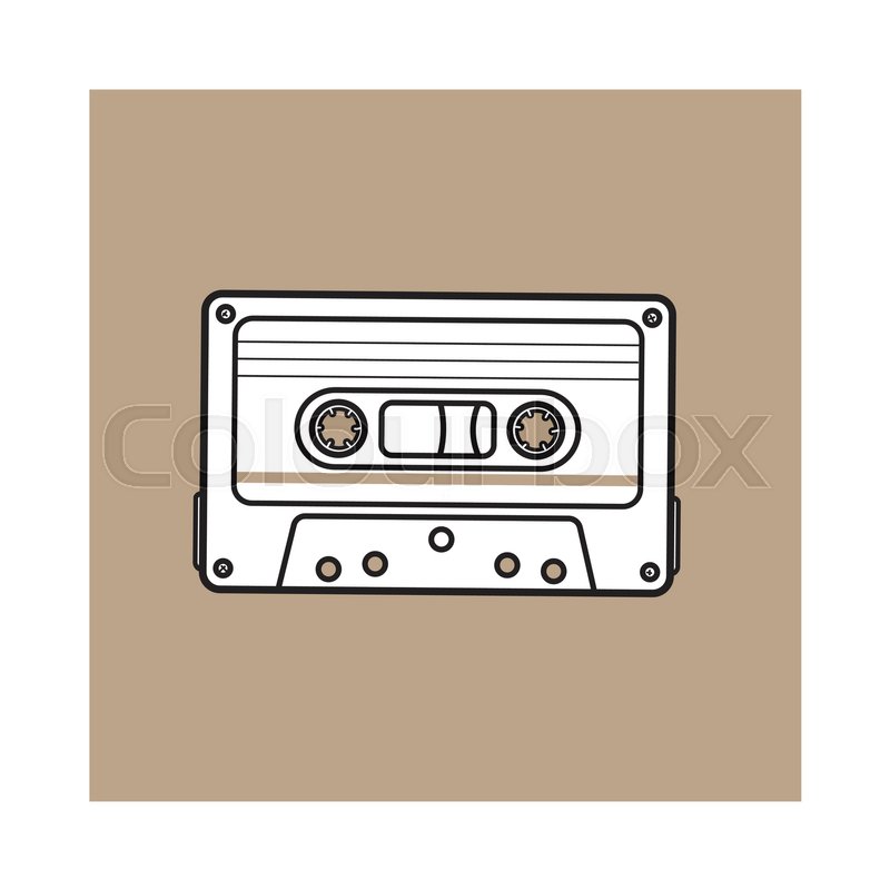 800x800 Old Fashioned, Retro Audio Cassette From 90s, Sketch Vector - Cassette Tape Sketch