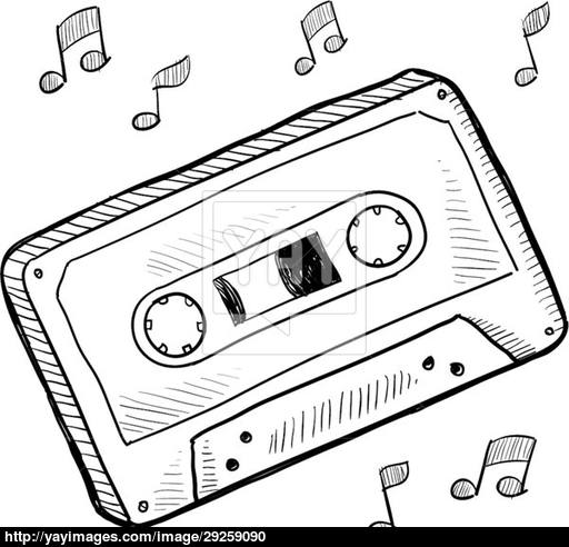 512x492 Retro Audio Cassette Tape Sketch Vector - Cassette Tape Sketch