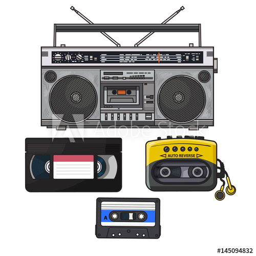 500x500 Retro Style Audio Cassette, Tape Recorder, Music Player And - Cassette Tape Sketch