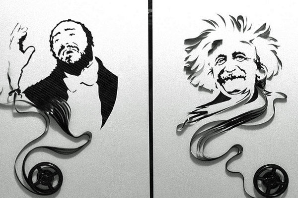 600x400 U.s. Artist Creates Portraits From Film Reels, Cassette Tapes - Cassette Tape Sketch