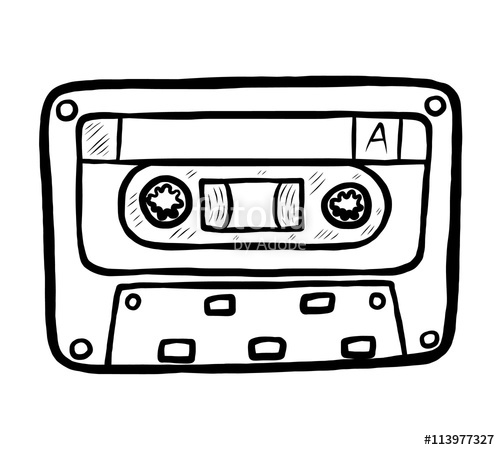 500x450 Tape Cassette Cartoon Vector And Illustration, Black And White - Cassette Tape Sketch