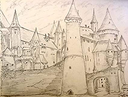 425x321 Pencil Sketch Of Old Castle Village Amazon.in Home Amp Kitchen - Castle Pencil Sketch