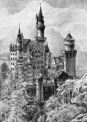 285x400 Pencil Drawings Of Castles - Castle Pencil Sketch