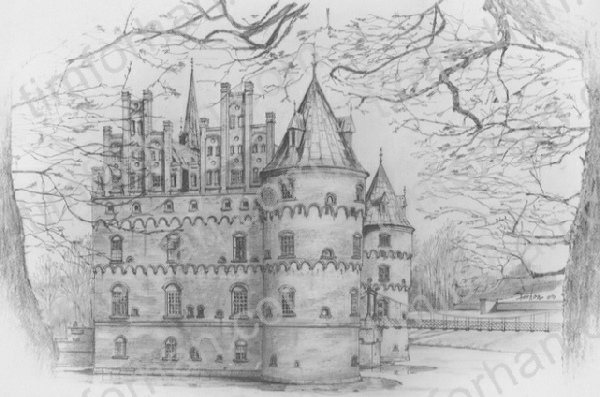 600x397 Castle - Castle Pencil Sketch