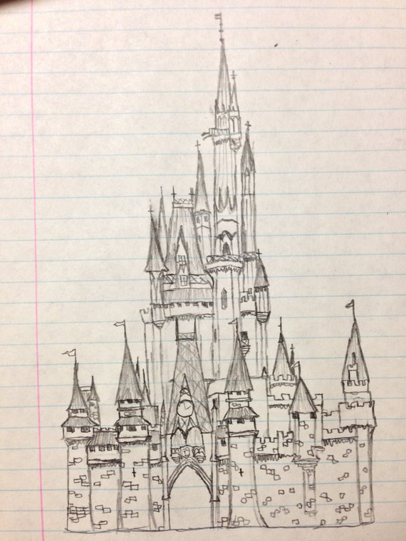 570x760 Cinderella Castle Sketch Etsy - Castle Sketch