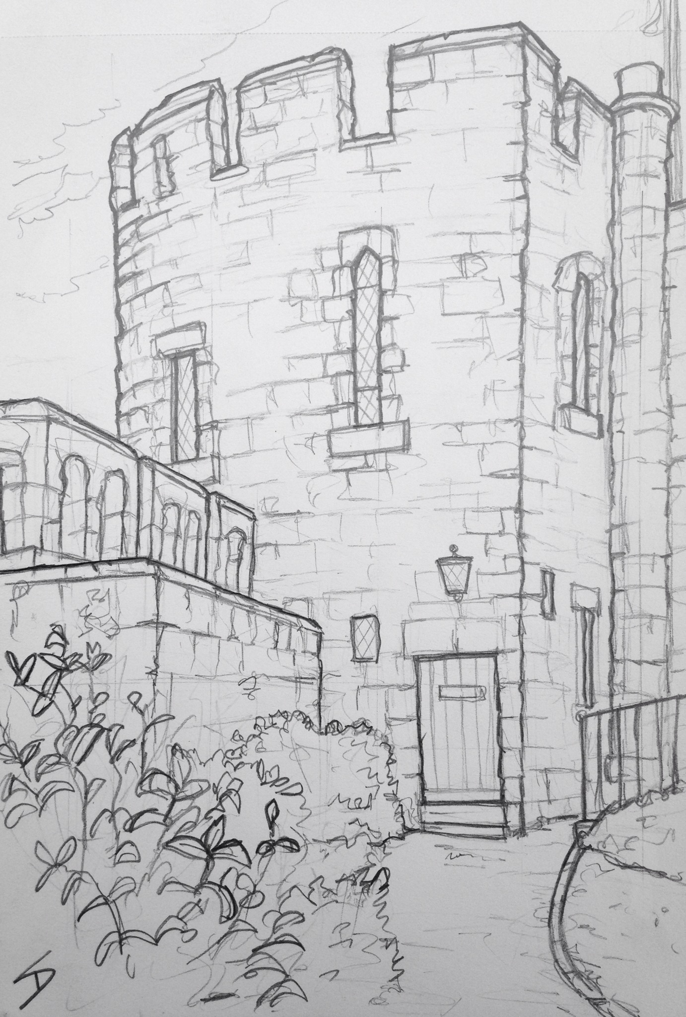 1382x2048 Quick Sketch Shrewsbury Castle, Shrewsbury. Sketchbook Explorer - Castle Sketch