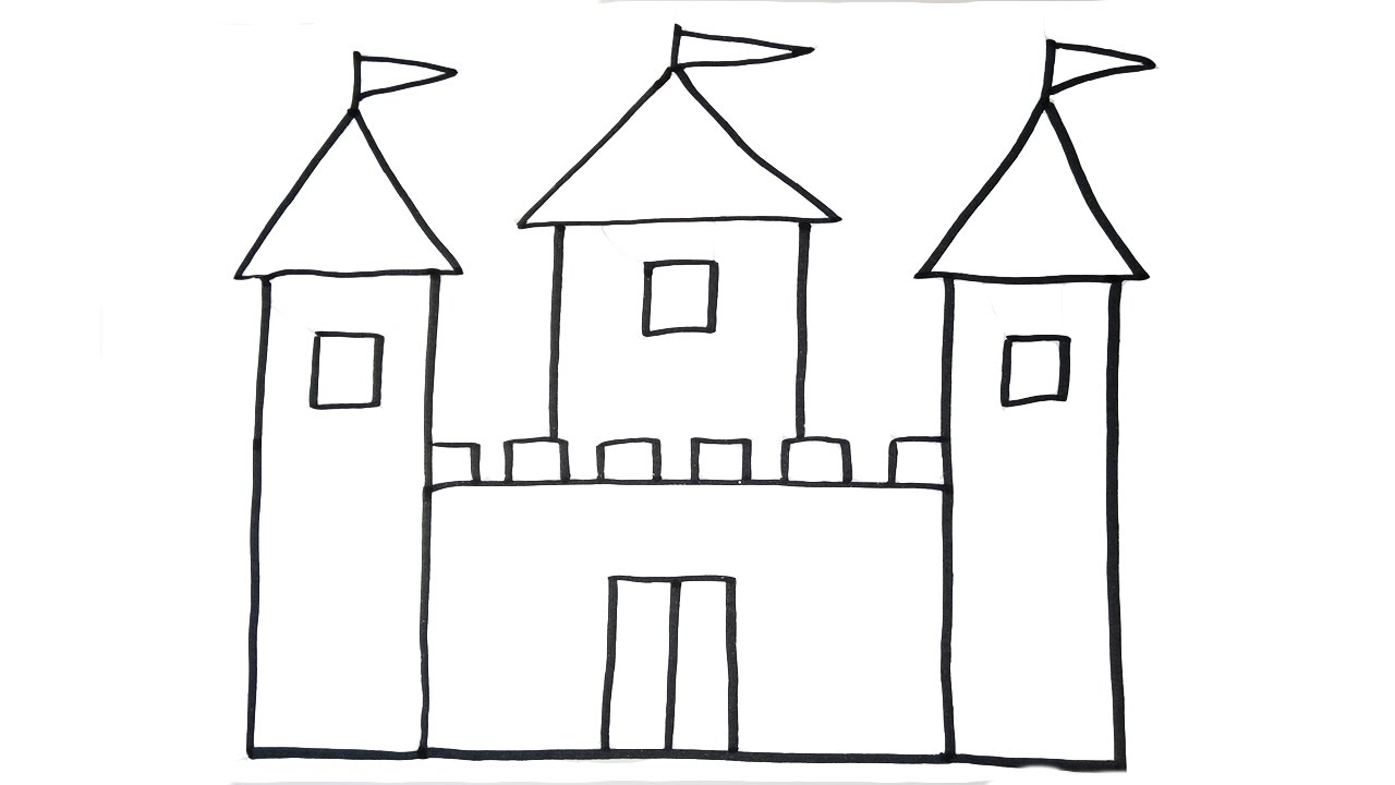 1280x720 How To Draw A Castle - Castle Sketch Easy