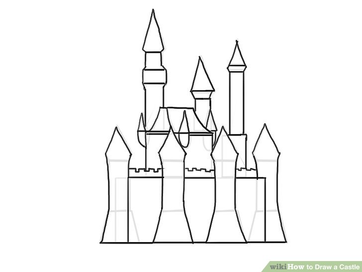 728x546 4 Ways To Draw A Castle - Castle Sketch Easy