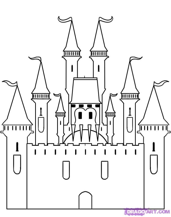 715x908 Step By Step Castle Drawing Ideas For Art Classroom - Castle Sketch Easy
