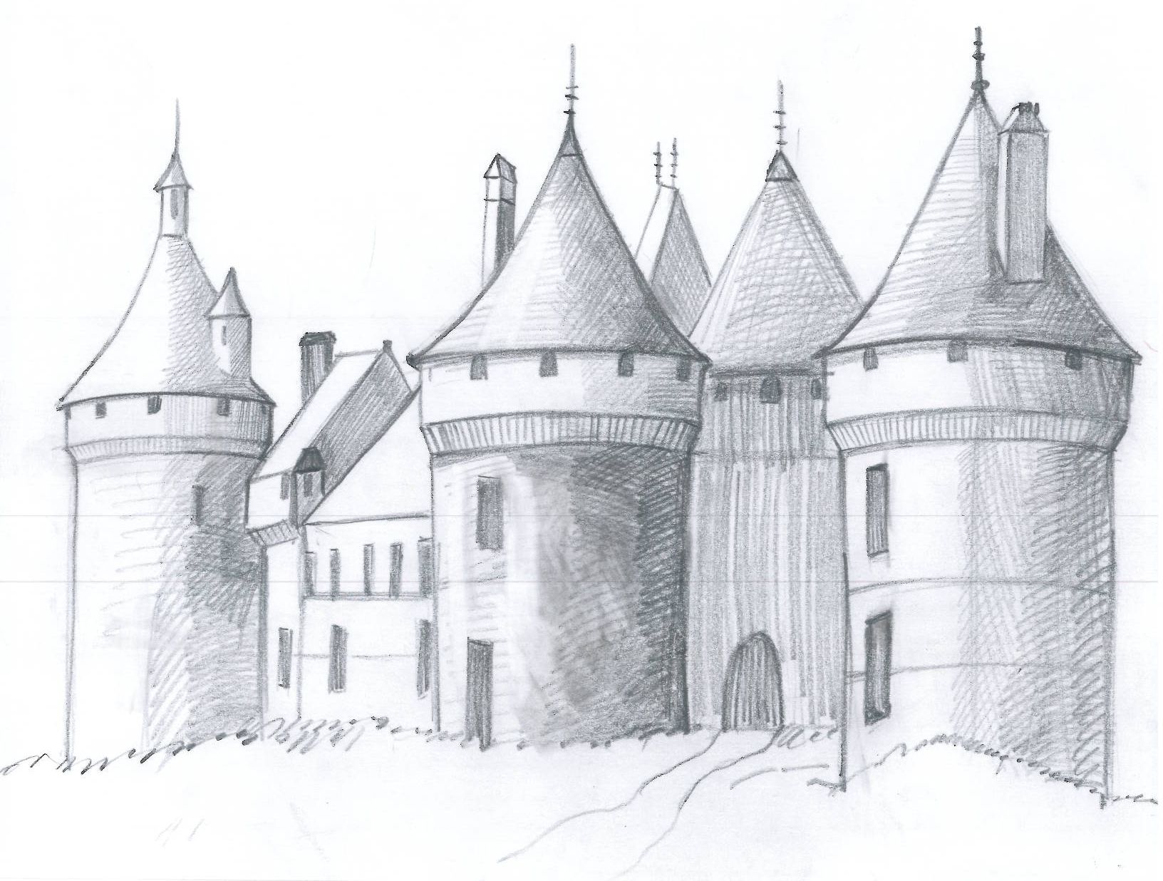 Castle Sketch Easy at PaintingValley.com | Explore collection of Castle