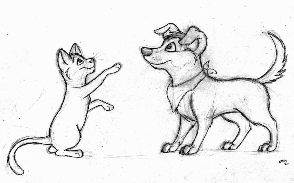 cat and dog drawing easy