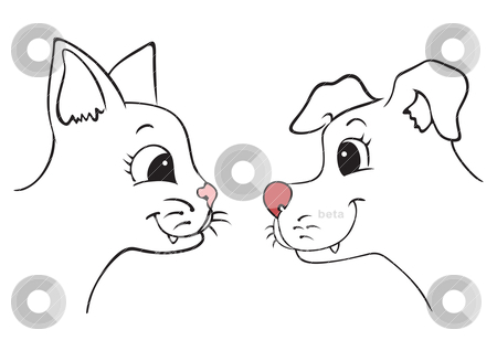 450x318 Dog And Cat Stock Vector - Cat And Dog Sketch