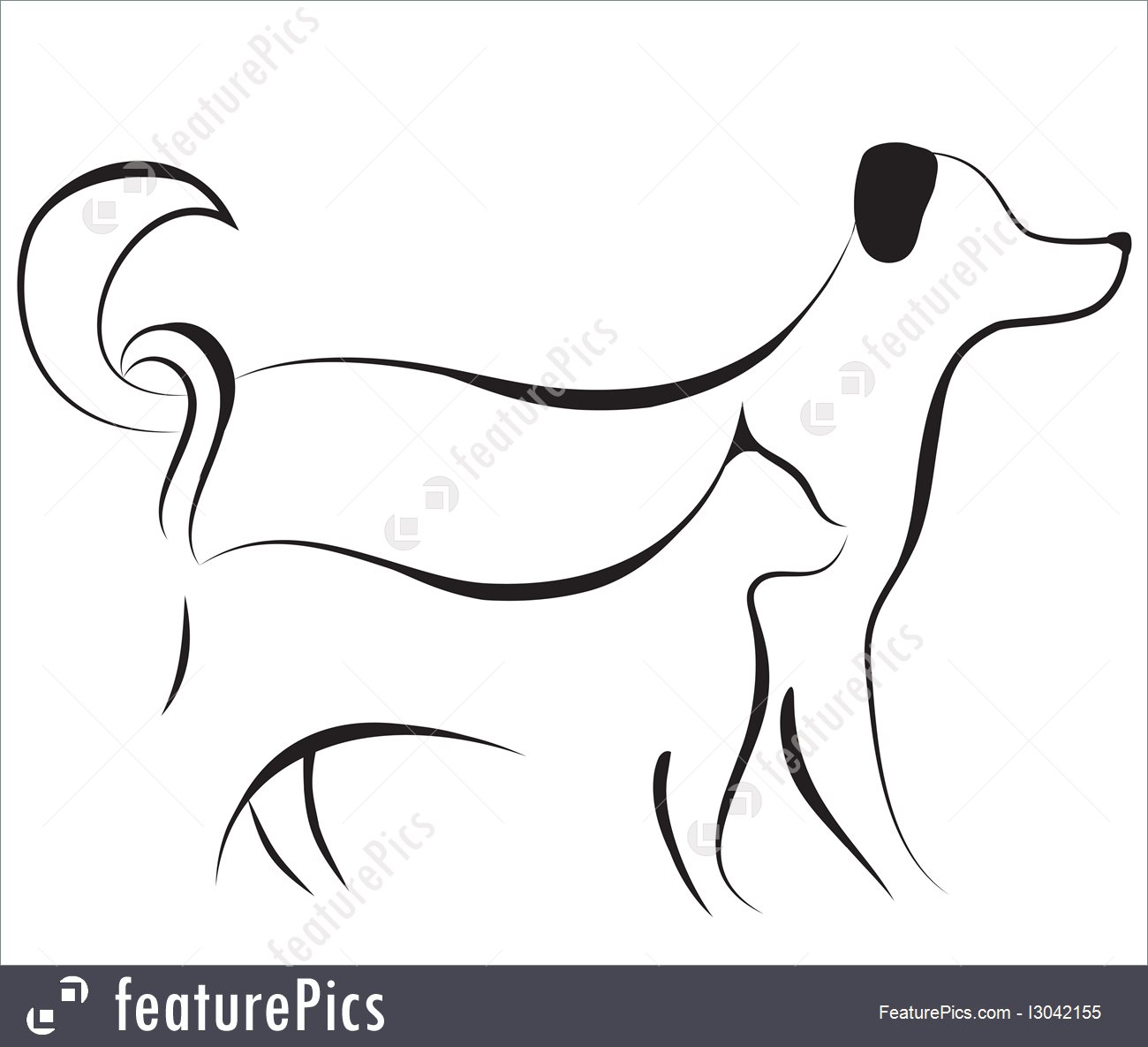 1300x1185 Cat And Dog Sketch Vector - Cat And Dog Sketch