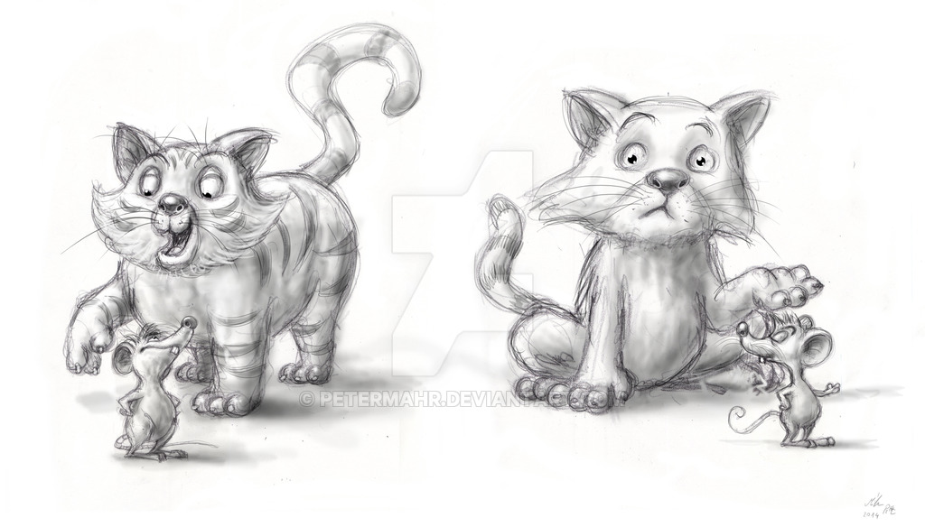 1024x584 Cat And Mouse Sketches By Petermahr - Cat And Mouse Sketch