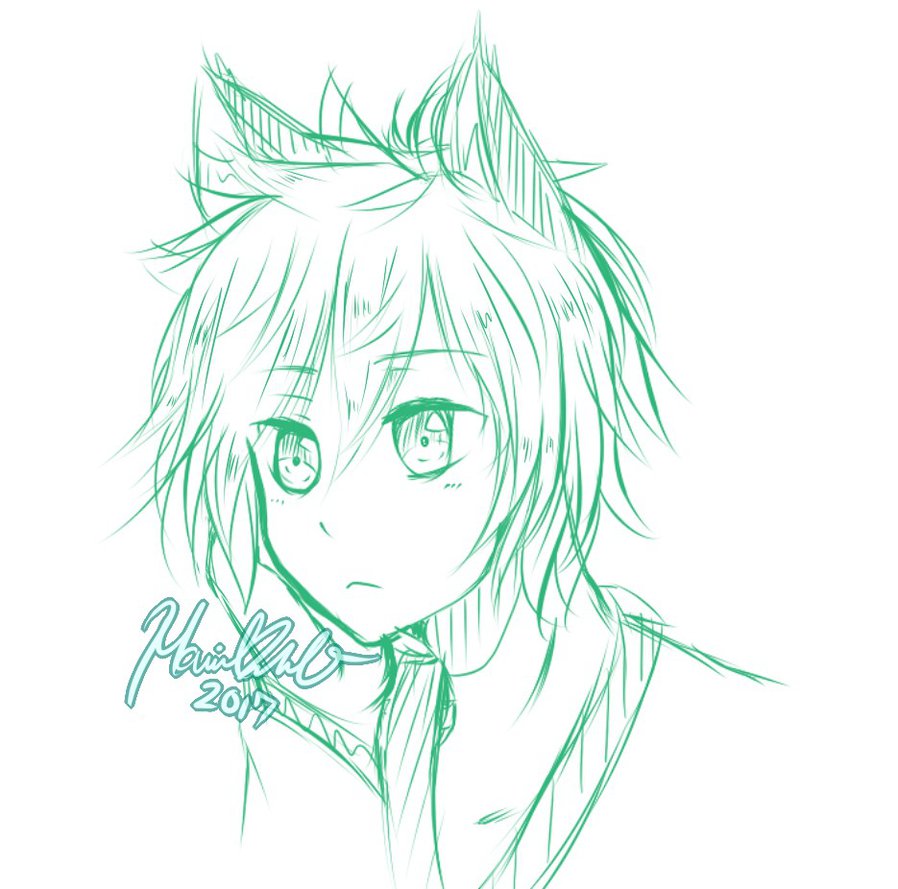898x889 Sketch Boy W Cat Ears By Imurill - Cat Ears Sketch