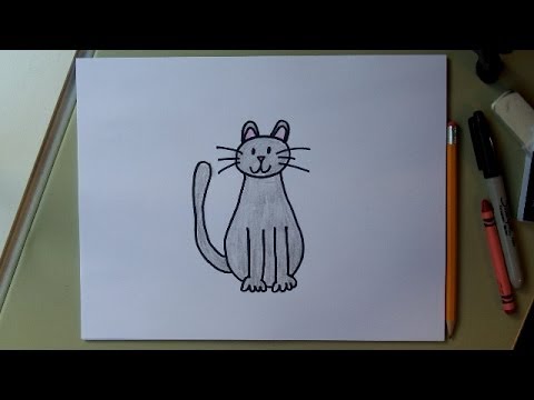 480x360 How To Draw A Cat! Easy Drawing Tutorial For Kids. - Cat Easy Sketch