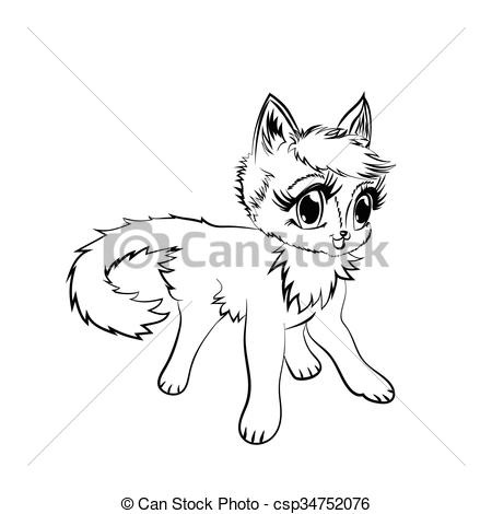 450x470 Cat Face. Black And White Sketch. Vector Illustration. - Cat Face Sketch