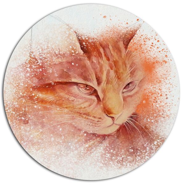 600x600 Designart Mt13911 C23 Brown Cat Face Sketch On White Animal Round - Cat Face Sketch
