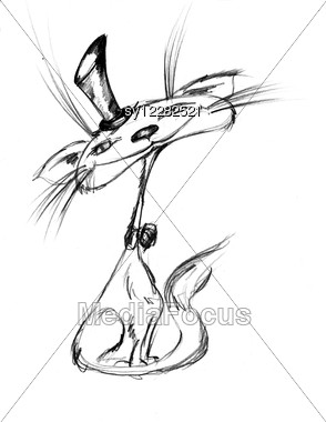 294x380 Pencil Drawing Of The Cat In Hat - Cat In The Hat Sketch