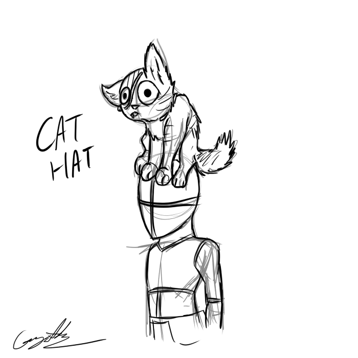 700x700 Cat Hat Sketch By Jinbeizamezama - Cat In The Hat Sketch