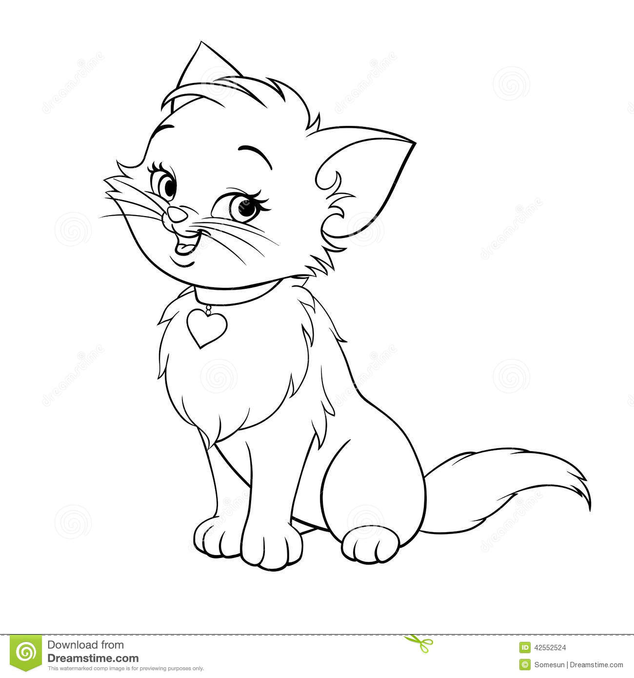 1300x1390 Cat Line Drawing Vector Cartoon Fun Cute Kitten Line Art Stock - Cat Line Sketch