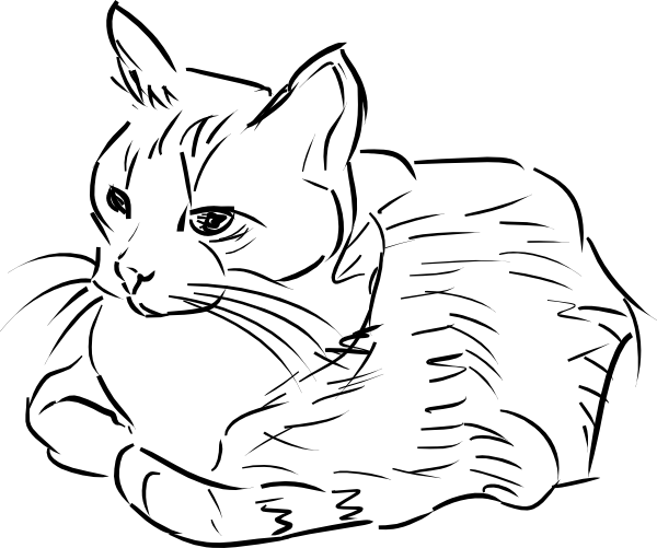 600x501 Cat Linedrawing Clip Art - Cat Line Sketch