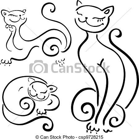 450x454 Sketch Clipart Cat - Cat Line Sketch