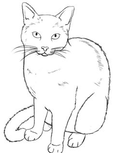 236x316 Easy Sketch Cat - Cat Line Sketch