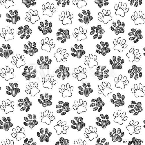 500x500 Monochrome Black And White Dog Cat Pet Animal Paw Foot Hand Drawn - Cat Paw Sketch