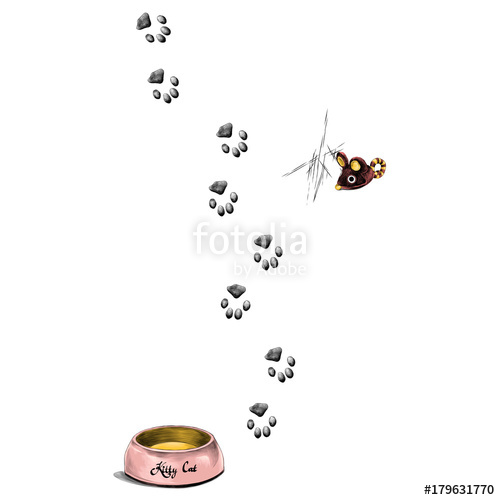 500x500 Paw Prints Is A Feeder For The Cat Sketch Vector Graphics Color - Cat Paw Sketch