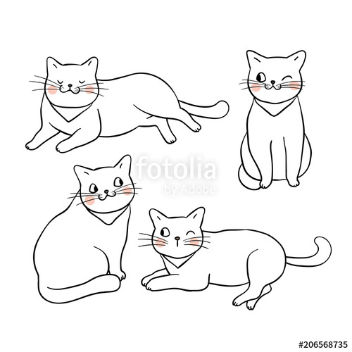 500x500 Character Outline Of Cat Draw Doodle Style Stock Image And - Cat Sketch Outline