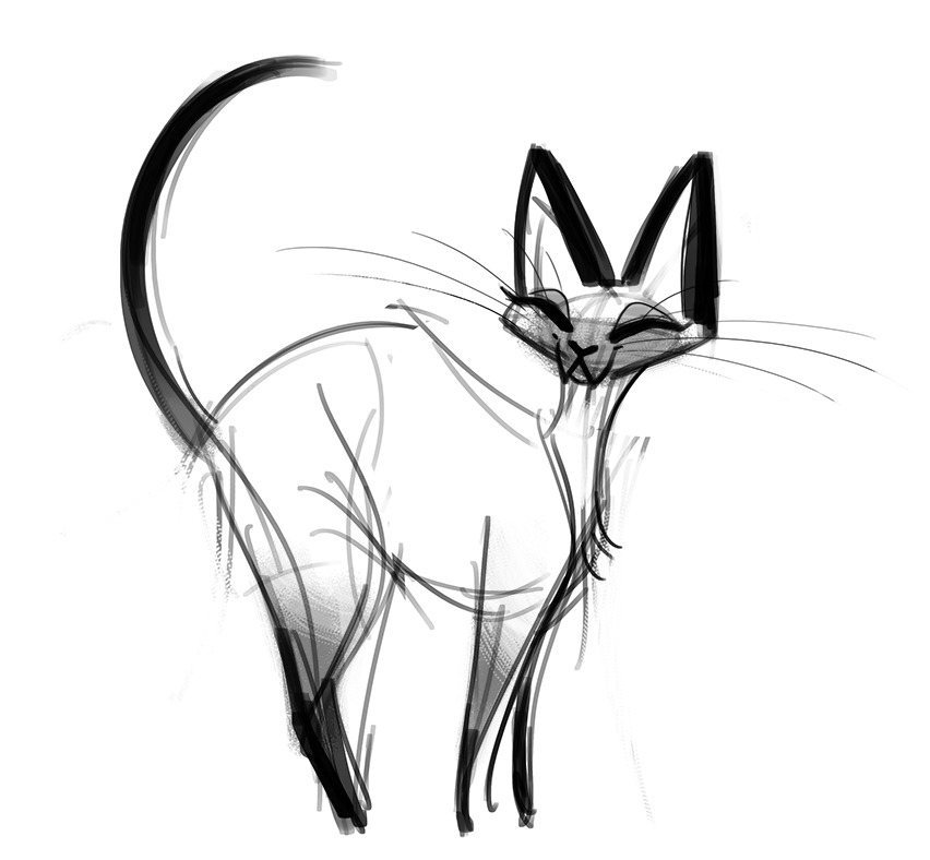852x788 Daily Cat Drawings 305 Siamese Cat Sketch - Cat Sketch Pictures