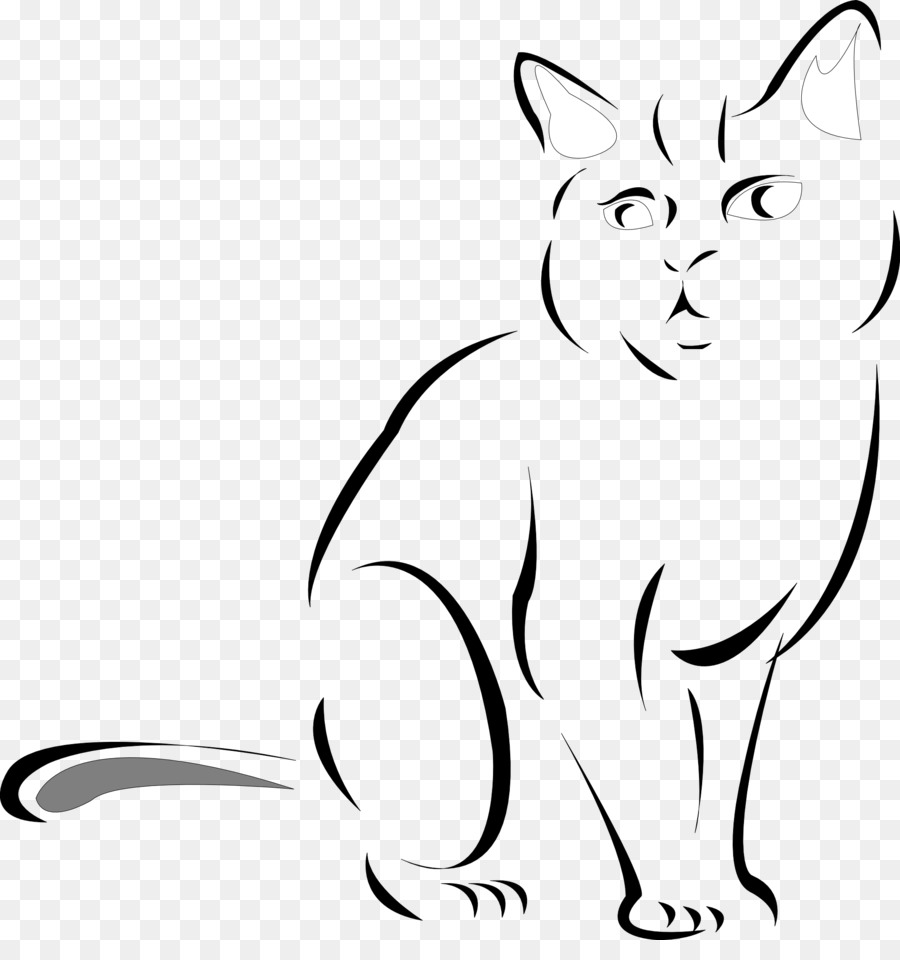 900x960 Download Cat Sketch Black And White Clipart Kitten Siamese Cat - Cat Sketch Pictures