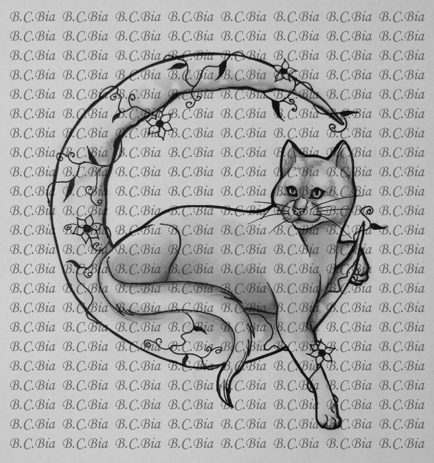 865x924 Cat On Moon Tattoo Sketch Tattoo Ideas - Cat Sketch Tattoo