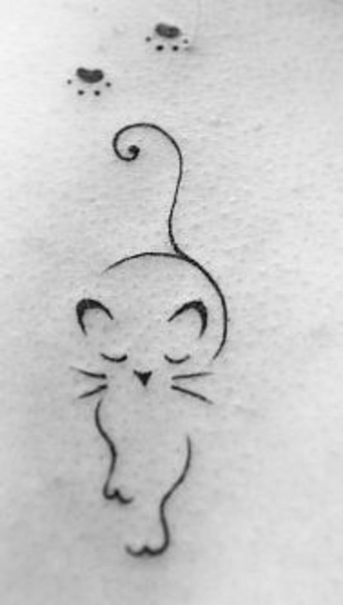 700x1233 Outline Cat Tattoo Design Idea Janet Carr @ - Cat Sketch Tattoo