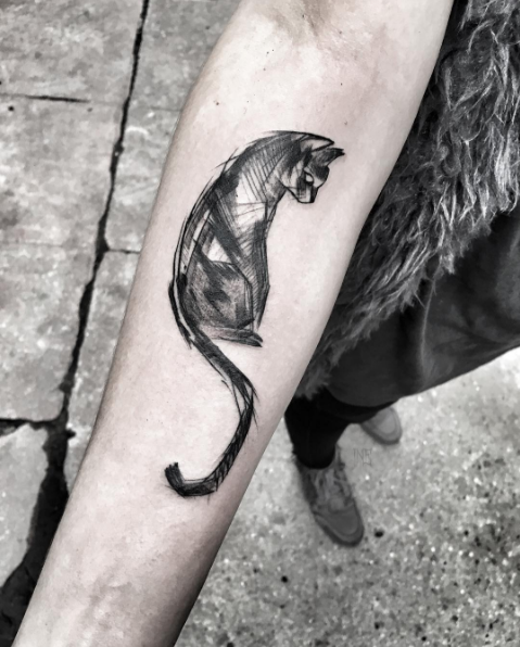 479x596 Fascinating Sketch Style Tattoo Designs Animal Tattoo - Cat Sketch Tattoo